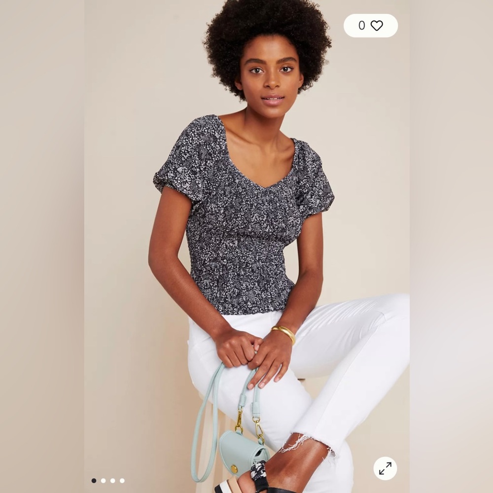 Anthropologie Aurelia Smocked Floral Top